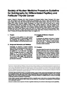 Scintigraphy for Differentiated Papillary and Follicular Thyroid Cancer