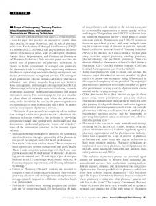 Scope of Contemporary Pharmacy Practice: Roles, Responsibilities ...