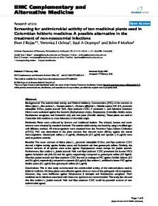 Screening for antimicrobial activity of ten medicinal plants used in