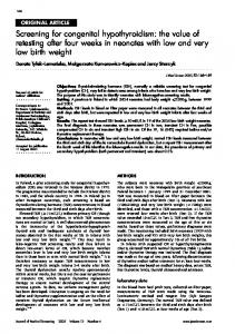 Screening for congenital hypothyroidism - Journal of Medical Screening