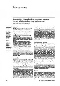 Screening for depression in primary care with two verbally asked ...