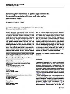 Screening for resistance to potato cyst nematode in Australian potato ...