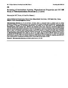 Screening of Antioxidant Activity, Phytochemical Properties and GC ...