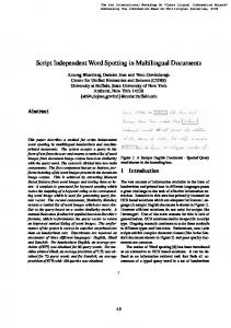 Script independnt word spotting in multilingual ... - Semantic Scholar