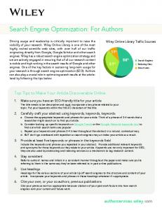 Search Engine Optimization: For Authors - Wiley: Home