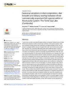 Seasonal variations in diet composition, diet breadth and ... - PLOS