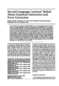 Second Language Learners' Beliefs About Grammar Instruction and