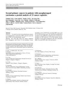 Second primary cancers in patients with ... - Springer Link