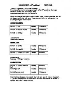 SECOND YEAR (1st mod lang) YEAR PLAN