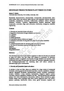 Secondary Products from Plant Tissue Culture - eolss