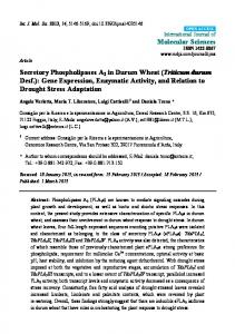 Secretory Phospholipases A2 in Durum Wheat - BioMedSearch