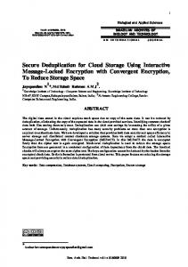 Secure Deduplication for Cloud Storage Using Interactive ... - SciELO