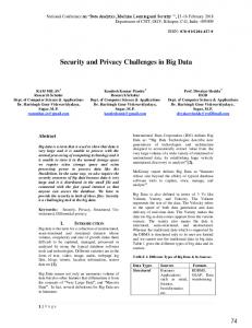 Security and Privacy Challenges in Big Data