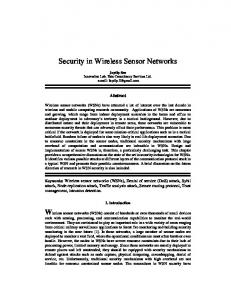 Security in Wireless Sensor Networks