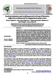 Seed germination and seedling growth of bean (Phaseolus vulgaris