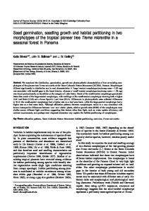 Seed germination, seedling growth and habitat ... - life.illinois.edu