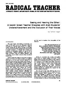 Seeing and Hearing the Other: A Jewish Israeli ... - Radical Teacher