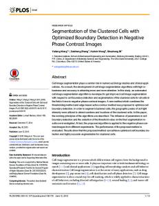 Segmentation of the Clustered Cells with ... - Semantic Scholar