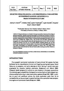 SELECTED HEMATOLOGICAL AND BIOCHEMICAL PARAMETERS ...