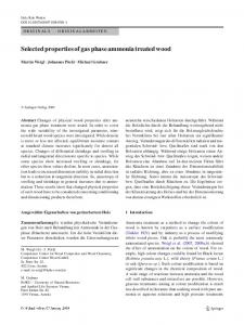 Selected properties of gas phase ammonia treated