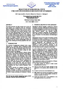 SELECTION OF SUBLEXICAL UNITS FOR ... - ISCA Speech