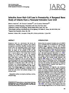 Selective Inner Hair Cell Loss in Prematurity: A ... - Springer Link