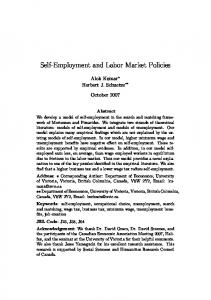 Self-Employment and Labor Market Policies - CiteSeerX