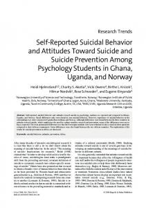 Self-Reported Suicidal Behavior and Attitudes ... - Hogrefe eContent