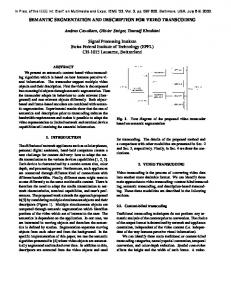 SEMANTIC SEGMENTATION AND DESCRIPTION FOR VIDEO ...