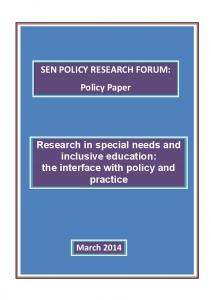 SEN POLICY RESEARCH FORUM: Policy Paper Research in special ...