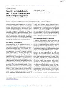 Sensitive periods in both L1 and L2: Some conceptual ...