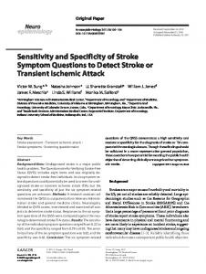 Sensitivity and Specificity of Stroke Symptom ...