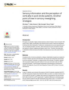 Sensory information and the perception of verticality in post ... - PLOS