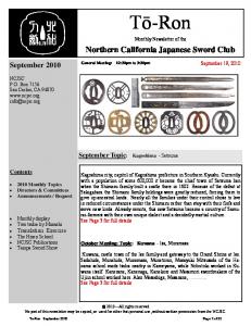 September 2010 (pdf) - Northern California Japanese Sword Club