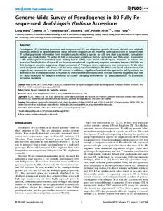 sequenced Arabidopsis thaliana Accessions - Semantic Scholar