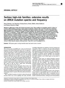 Serbian high-risk families: extensive results on BRCA mutation spectra ...