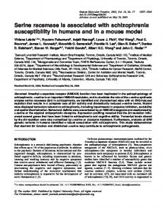 Serine racemase is associated with schizophrenia ... - Semantic Scholar