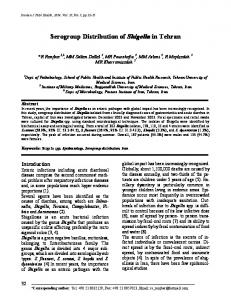 Serogroup Distribution of Shigella in Tehran