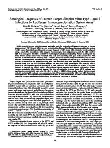 Serological Diagnosis of Human Herpes Simplex ...