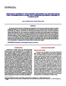 SEROLOGICAL DIAGNOSIS OF TOXOPLASMOSIS: USEFULNESS Of ...