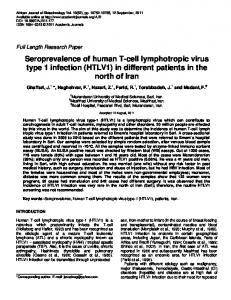 Seroprevalence of human T-cell lymphotropic virus type 1 infection ...