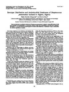 Serotype Distribution and Antimicrobial Resistance of Streptococcus ...