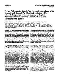 Serum Adiponectin Levels Are Inversely Associated with ... - CiteSeerX