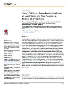 Serum Cell Death Biomarkers for Prediction of Liver Fibrosis ... - PLOS