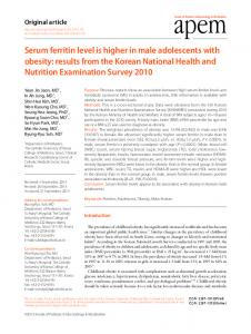 Serum ferritin level is higher in male adolescents ... - Semantic Scholar