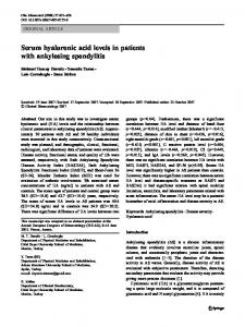 Serum hyaluronic acid levels in patients with ... - Springer Link