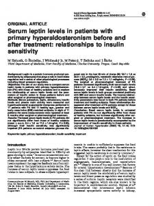 Serum leptin levels in patients with primary hyperaldosteronism before ...