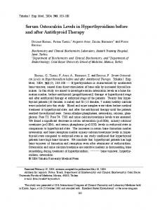 Serum Osteocalcin Levels in Hyperthyroidism before and after