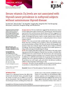 Serum vitamin D3 levels are not associated with ... - ScienceCentral