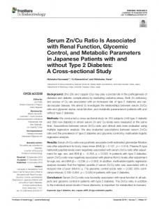 Serum Zn/Cu Ratio Is Associated with Renal ... - Semantic Scholar